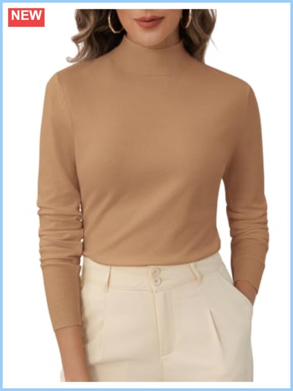 Cashmere Blend Mock Neck Pullover Sweater